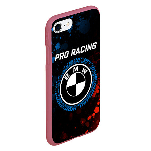 Чехол iPhone 7/8 матовый БМВ - Racing / 3D-Малиновый – фото 2