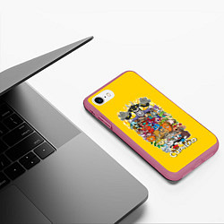 Чехол iPhone 7/8 матовый CupHead Family, цвет: 3D-малиновый — фото 2