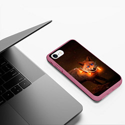 Чехол iPhone 7/8 матовый Лисица с гирляндой, цвет: 3D-малиновый — фото 2