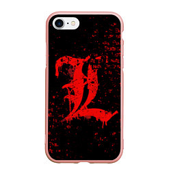 Чехол iPhone 7/8 матовый Тетрадь смерти Логотип red, цвет: 3D-светло-розовый