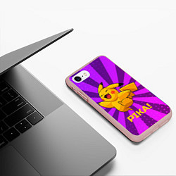 Чехол iPhone 7/8 матовый Радостный Пикачу, цвет: 3D-светло-розовый — фото 2