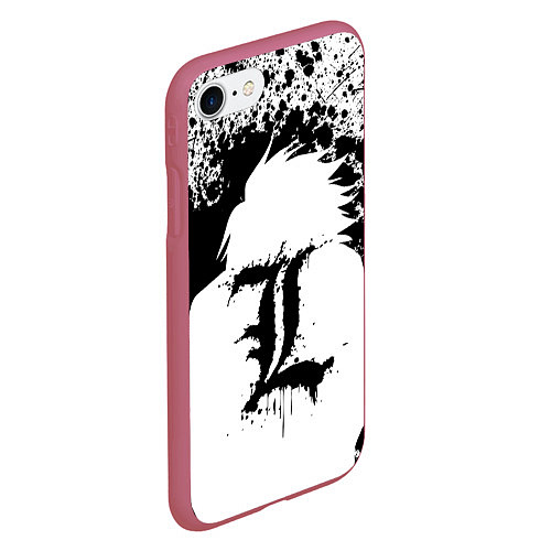 Чехол iPhone 7/8 матовый Death Note черная краска / 3D-Малиновый – фото 2