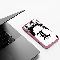 Чехол iPhone 7/8 матовый Death Note черная краска, цвет: 3D-малиновый — фото 2