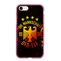 Чехол iPhone 7/8 матовый Сборная Германии, цвет: 3D-малиновый