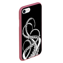 Чехол iPhone 7/8 матовый Octopus Black and White, цвет: 3D-малиновый — фото 2