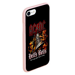 Чехол iPhone 7/8 матовый ACDC Hells Bells, цвет: 3D-светло-розовый — фото 2