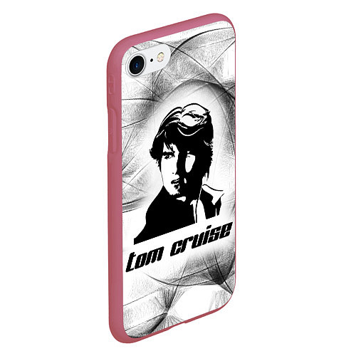 Чехол iPhone 7/8 матовый Tom Cruise famous actor / 3D-Малиновый – фото 2