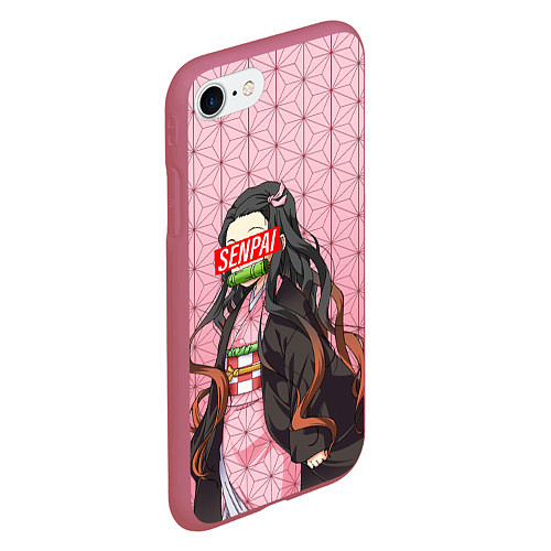 Чехол iPhone 7/8 матовый SENPAI NEZUKO НЕЗУКО ПАТТЕРН / 3D-Малиновый – фото 2