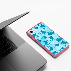 Чехол iPhone 7/8 матовый Акулы, цвет: 3D-малиновый — фото 2
