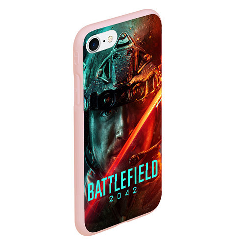 Чехол iPhone 7/8 матовый Battlefield 2042 Soldier face / 3D-Светло-розовый – фото 2