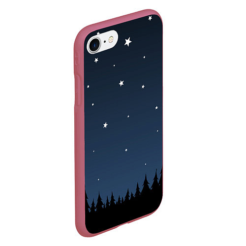 Чехол iPhone 7/8 матовый Ночное небо / 3D-Малиновый – фото 2