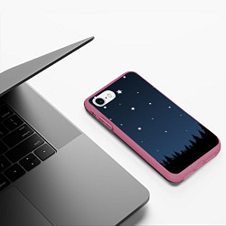 Чехол iPhone 7/8 матовый Ночное небо, цвет: 3D-малиновый — фото 2