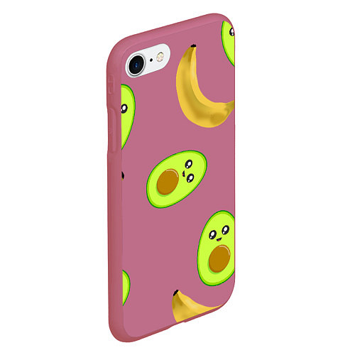 Чехол iPhone 7/8 матовый Банан и Авокадо / 3D-Малиновый – фото 2