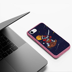 Чехол iPhone 7/8 матовый Космический самурай, цвет: 3D-малиновый — фото 2