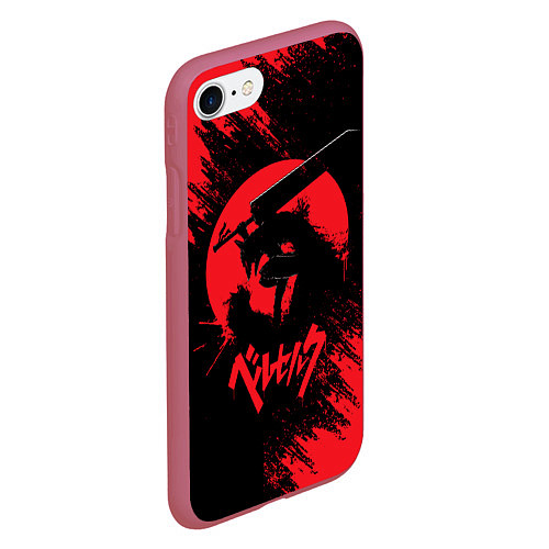 Чехол iPhone 7/8 матовый BERSERK red краска / 3D-Малиновый – фото 2