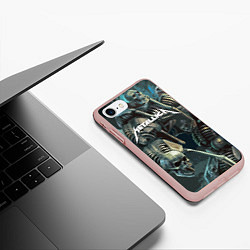 Чехол iPhone 7/8 матовый Metallica Metal Skull, цвет: 3D-светло-розовый — фото 2