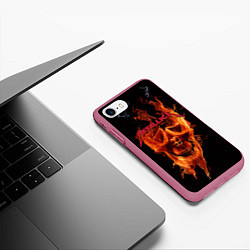 Чехол iPhone 7/8 матовый Metallica Flame, цвет: 3D-малиновый — фото 2