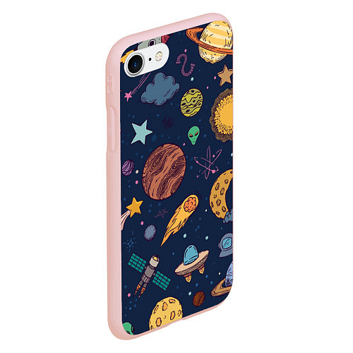 Чехол iPhone 7/8 матовый Космический мир / 3D-Светло-розовый – фото 2