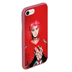 Чехол iPhone 7/8 матовый Red Lil Peep, цвет: 3D-малиновый — фото 2