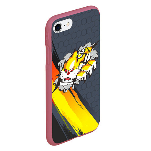Чехол iPhone 7/8 матовый Тигр разрывает изнутри / 3D-Малиновый – фото 2