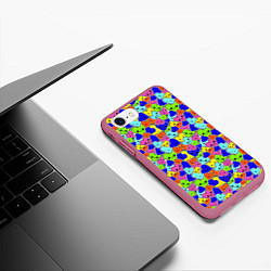 Чехол iPhone 7/8 матовый Сердечки, цвет: 3D-малиновый — фото 2
