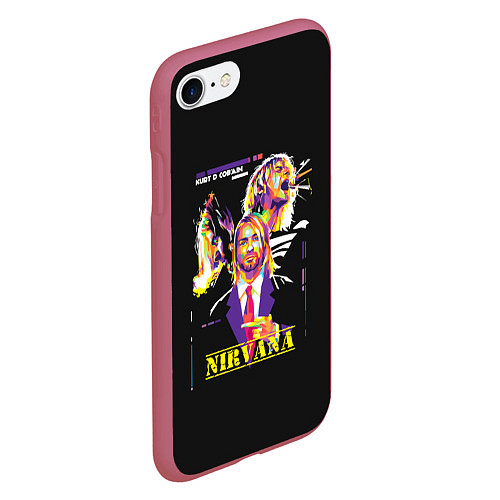 Чехол iPhone 7/8 матовый Kurt Cobain / 3D-Малиновый – фото 2