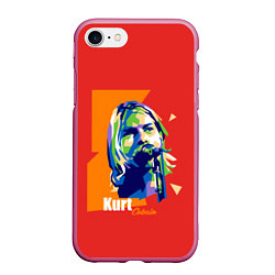 Чехол iPhone 7/8 матовый Kurt Cobain, цвет: 3D-малиновый