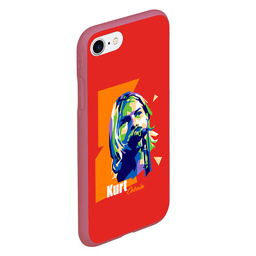 Чехол iPhone 7/8 матовый Kurt Cobain / 3D-Малиновый – фото 2