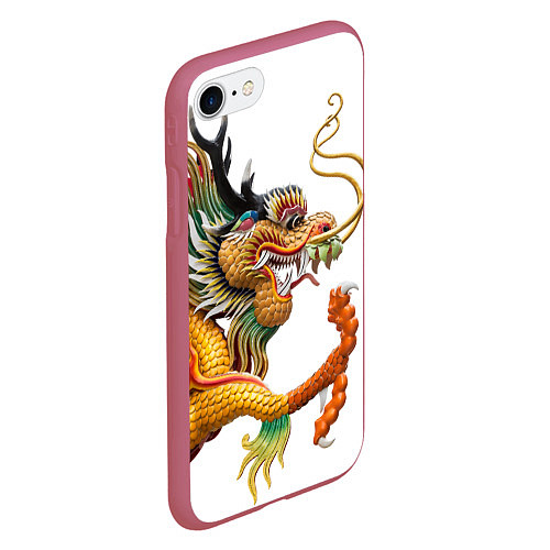 Чехол iPhone 7/8 матовый Желтый китайский дракон 3D / 3D-Малиновый – фото 2