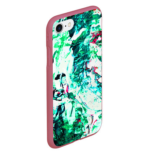 Чехол iPhone 7/8 матовый Берюза Морской / 3D-Малиновый – фото 2