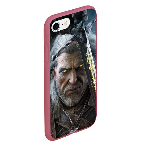 Чехол iPhone 7/8 матовый THE WITCHER ГЕРАЛЬТ / 3D-Малиновый – фото 2