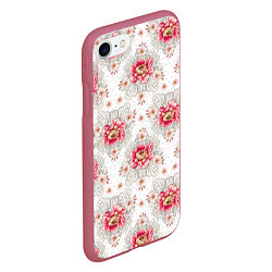 Чехол iPhone 7/8 матовый Алые цветочки, цвет: 3D-малиновый — фото 2