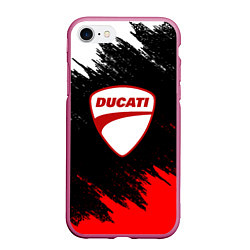 Чехол iPhone 7/8 матовый DUCATI ДУКАТИ БРЫЗГИ, цвет: 3D-малиновый