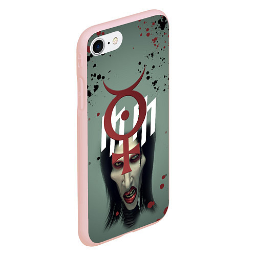 Чехол iPhone 7/8 матовый Marilyn Manson Мерилин Мэнсон Z / 3D-Светло-розовый – фото 2