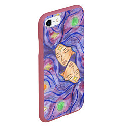 Чехол iPhone 7/8 матовый Галактика, цвет: 3D-малиновый — фото 2