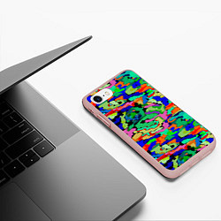 Чехол iPhone 7/8 матовый Абстрактный милитари, цвет: 3D-светло-розовый — фото 2