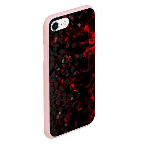 Чехол iPhone 7/8 матовый 3Д Разлом 3D Плиты и огонь / 3D-Светло-розовый – фото 2