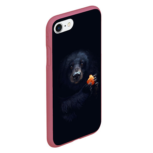 Чехол iPhone 7/8 матовый Медведь / 3D-Малиновый – фото 2