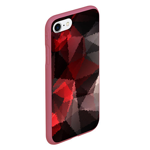 Чехол iPhone 7/8 матовый Серо-красная абстракция / 3D-Малиновый – фото 2