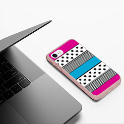 Чехол iPhone 7/8 матовый Молодежный современный узор, цвет: 3D-светло-розовый — фото 2