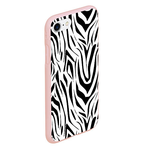 Чехол iPhone 7/8 матовый Черно-белая зебра / 3D-Светло-розовый – фото 2
