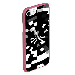 Чехол iPhone 7/8 матовый Черно-белый фон иллюзии, цвет: 3D-малиновый — фото 2