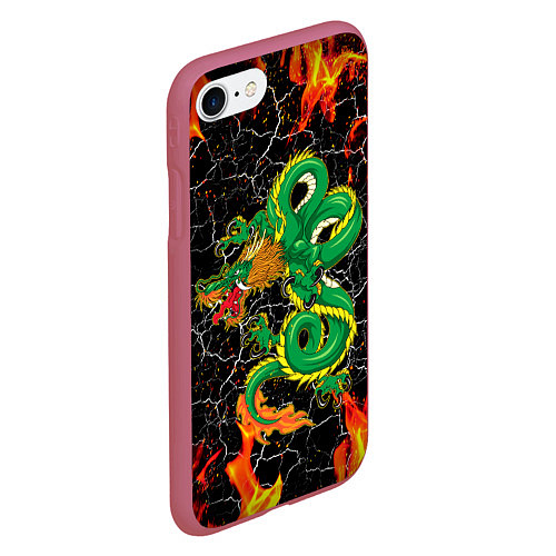 Чехол iPhone 7/8 матовый Дракон Огонь Dragon Fire / 3D-Малиновый – фото 2