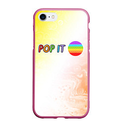 Чехол iPhone 7/8 матовый Поп Ит - Кружок - Разводы, цвет: 3D-малиновый