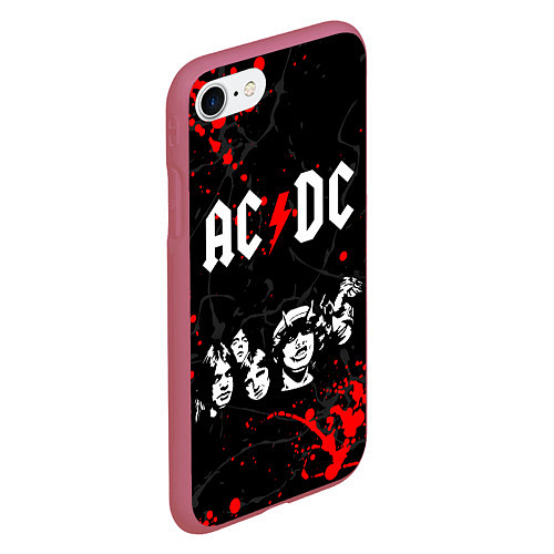 Чехол iPhone 7/8 матовый AC DC HIGHWAY TO HELL / 3D-Малиновый – фото 2