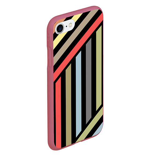 Чехол iPhone 7/8 матовый Абстрактный полосатый узор / 3D-Малиновый – фото 2