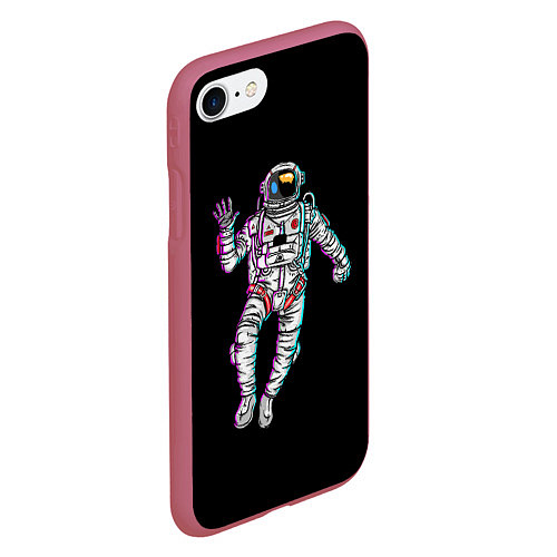 Чехол iPhone 7/8 матовый Космонавт / 3D-Малиновый – фото 2