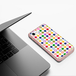 Чехол iPhone 7/8 матовый Разноцветные звездочки, цвет: 3D-светло-розовый — фото 2