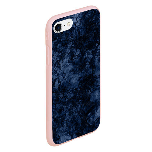Чехол iPhone 7/8 матовый Темно-синяя текстура камня / 3D-Светло-розовый – фото 2