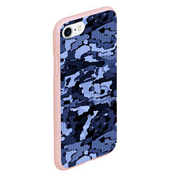 Чехол iPhone 7/8 матовый Синий камуфляж в клетку, цвет: 3D-светло-розовый — фото 2